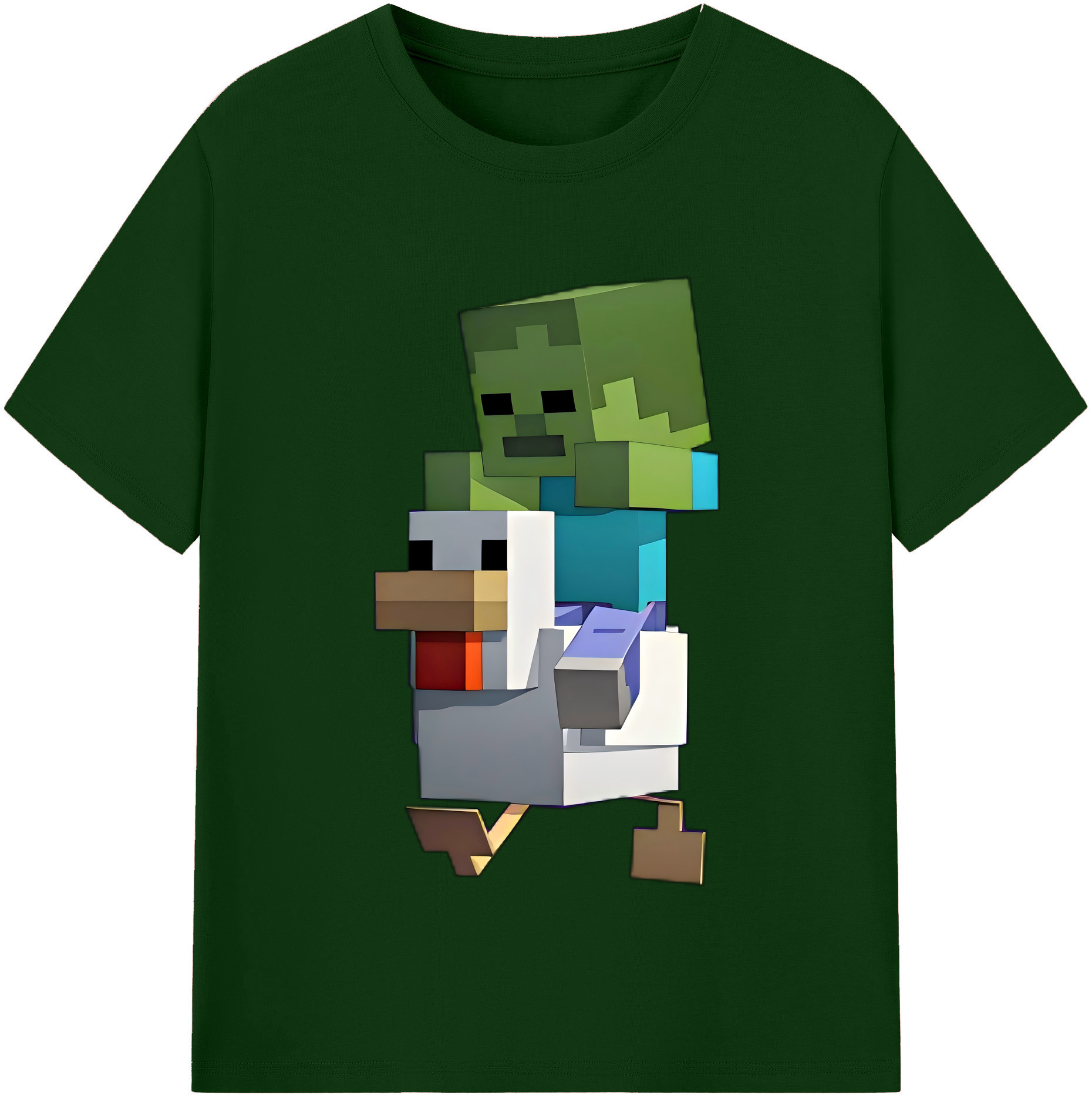 （画像用） マインクラフト ブロックの世界 Minecraft MC Block world 綿100％半袖Tシャツ（フロントプリント）